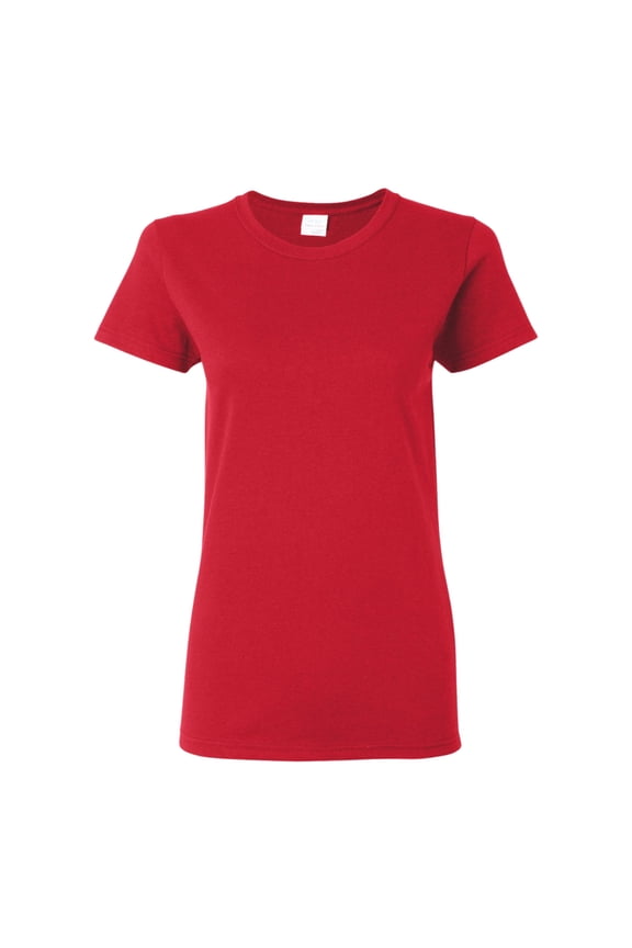 Women's Heavy Short Sleeve T-Shirt 100% Cotton Durable Plain Soft Tee (Red, M)