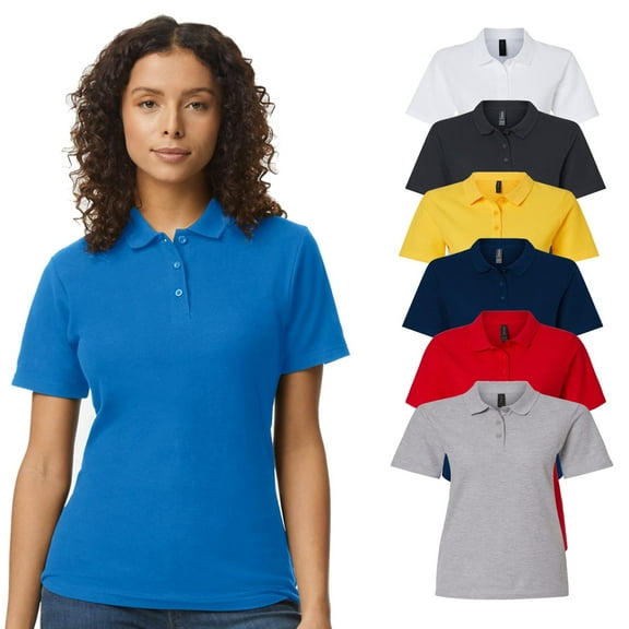 Gildan Women's Polo Shirts with Short Sleeves – S Size Assorted Colors 5.2 oz pack 6 Safestyle Pique Tee