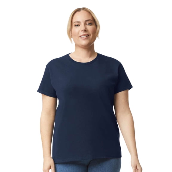 Gildan Women's Short Sleeve T-Shirt 100% Cotton Classic Fit Crew Neck Solid Color Tee (Navy, S)