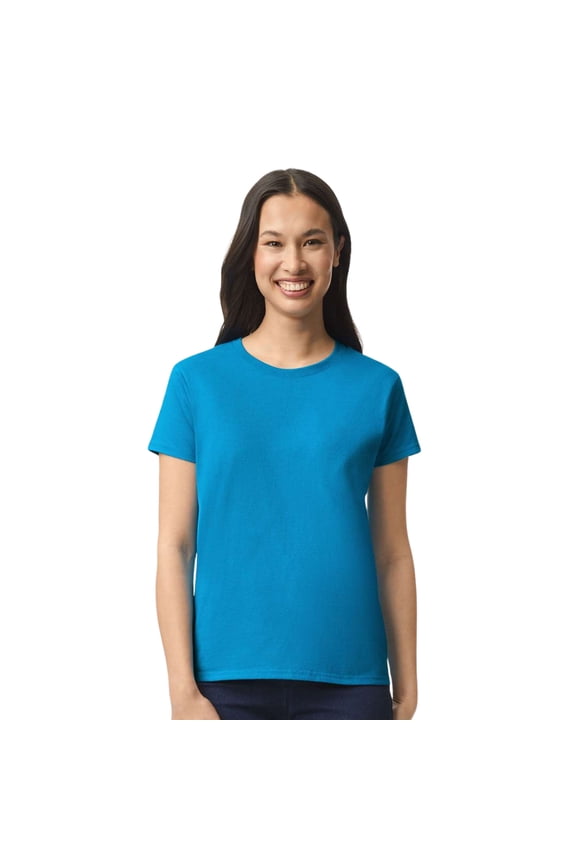 Women's Short Sleeve T-Shirt 100% Cotton Classic Fit Crew Neck Solid Color Tee (Sapphire, S)