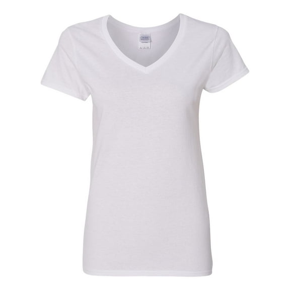 Gildan Women's Short Sleeve V Neck T-Shirt for Crafting - White, Size L, Soft Cotton, Classic Fit, 1-Pack Blank Tee