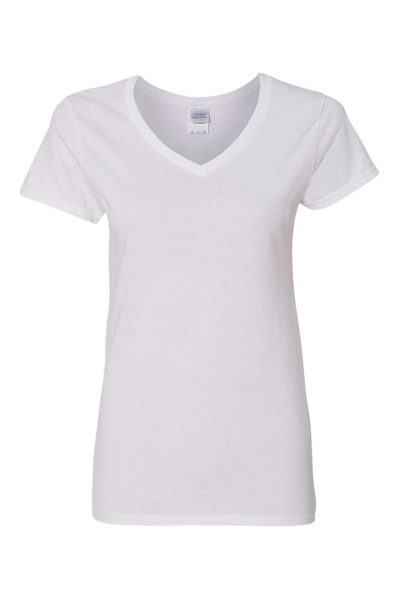 Women's Short Sleeve V Neck T-Shirt for Crafting - White, Size M, Soft Cotton, Classic Fit, 1-Pack Blank Tee