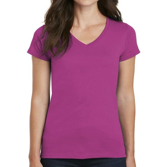 Gildan Women’s Short Tee - Heavy Cotton Women’s V-Neck T-Shirt 5V00L - Basic Short Sleeve Value Shirt for Ladies