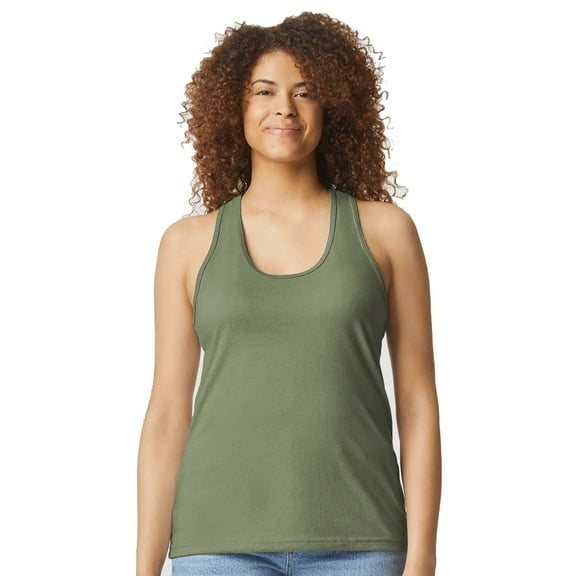Gildan Women’s Softstyle CVC Racerback Tank Top Semi-Fitted Sleeveless Shirt for Women, Cactus S-2XL