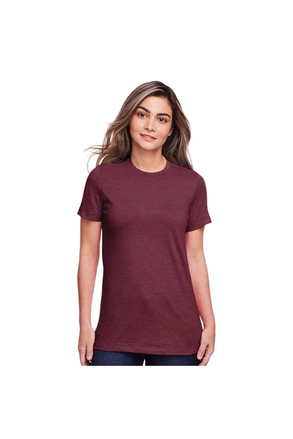 Women's Softstyle CVC T-Shirt Semi-fitted Crewneck Tee Shirt (Maroon Mist, 2XL)