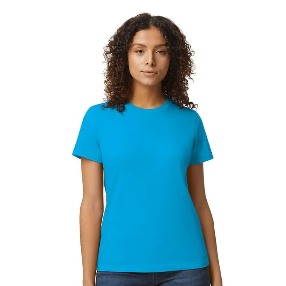 Gildan Women's Softstyle Crew Neck T-Shirt, Short Sleeve Semi-Fitted Cotton Tee, Sapphire, Size 2XL