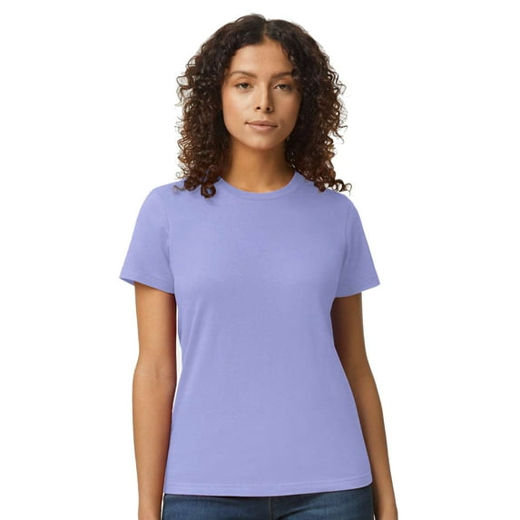 Gildan Women's Softstyle Crew Neck T-Shirt, Short Sleeve Semi-Fitted Cotton Tee, Violet, Size XL
