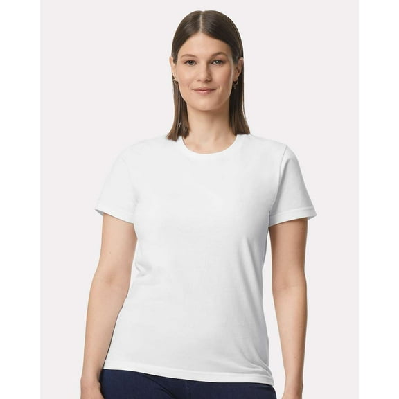 Gildan Women's Softstyle Crew Neck T-Shirt, Short Sleeve Semi-Fitted Cotton Tee, White, XL