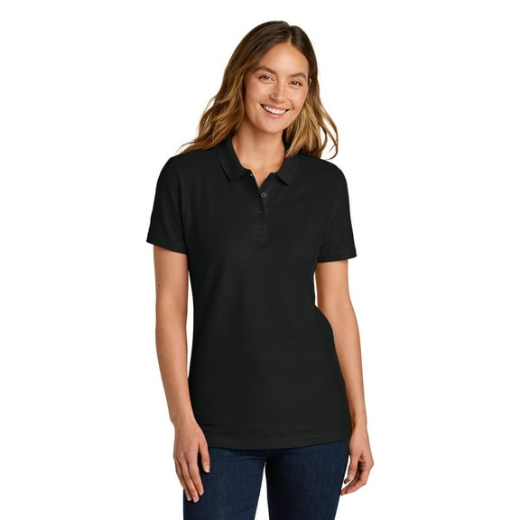 Gildan Women's Softstyle Pique Polo, Short Sleeve Cotton Shirt, Semi-Fitted, Black, Pack 1, S-2XL