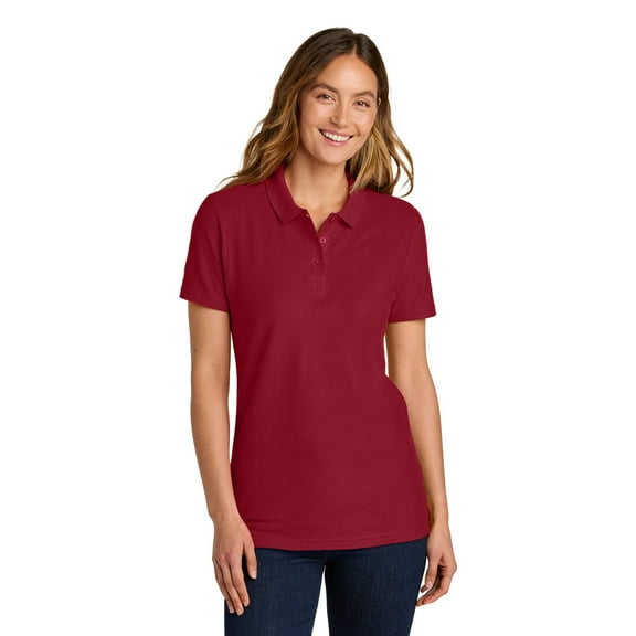Gildan Women's Softstyle Pique Polo, Short Sleeve Cotton Shirt Semi-Fitted, Cherry Red Pack 1, S-2XL