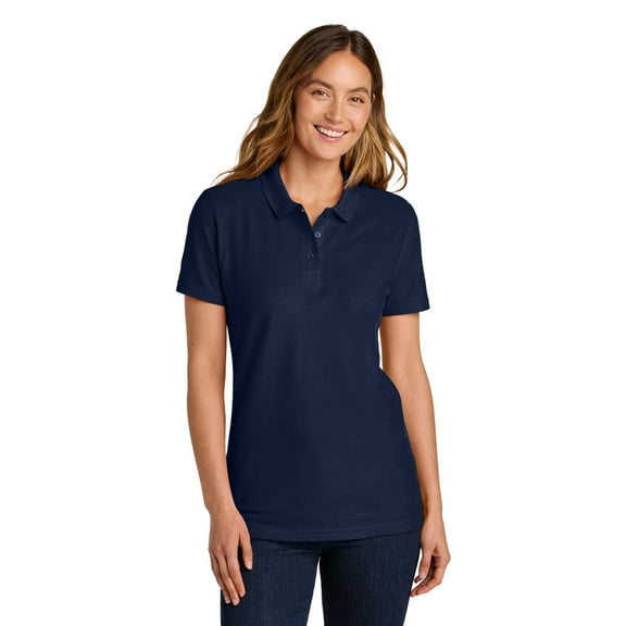 Gildan Women's Softstyle Pique Polo, Short Sleeve Cotton Shirt, Semi-Fitted, Navy, Pack 1, S-2XL
