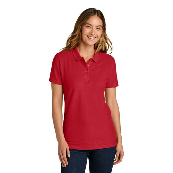 Gildan Women's Softstyle Pique Polo, Short Sleeve Cotton Shirt, Semi-Fitted, Red, Pack 1, S-2XL