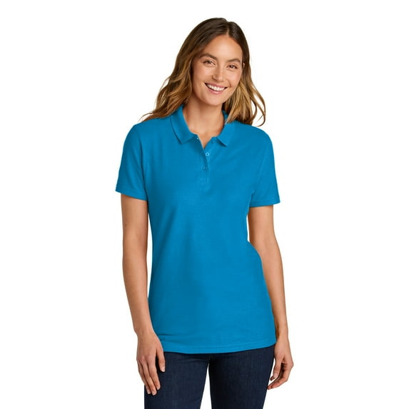 Gildan Women's Softstyle Pique Polo, Short Sleeve Cotton Shirt, Semi-Fitted, Sapphire, Pack 1, S-2XL