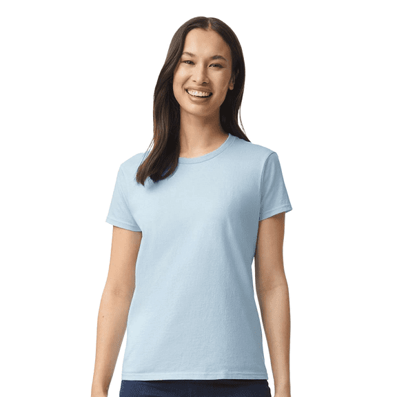 Gildan Women’s T-Shirt, 100 Ultra Cotton, Crewneck Short Sleeve Classic Tee, Light Blue, Sizes S-3XL
