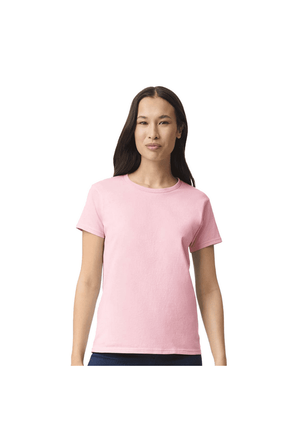 Women’s T-Shirt, 100 Ultra Cotton, Crewneck Short Sleeve Classic Tee, Light Pink, Sizes S-3XL