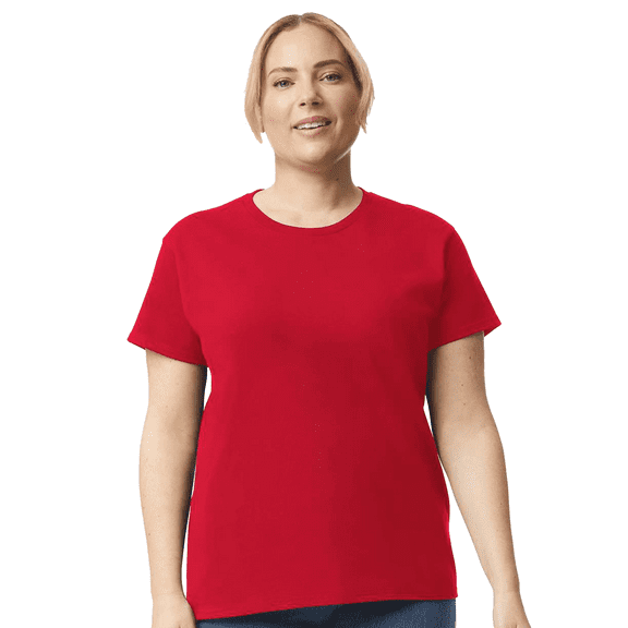 Gildan Women’s T-Shirt, 100 Ultra Cotton, Crewneck Short Sleeve Classic Tee, Red, Sizes S-3XL