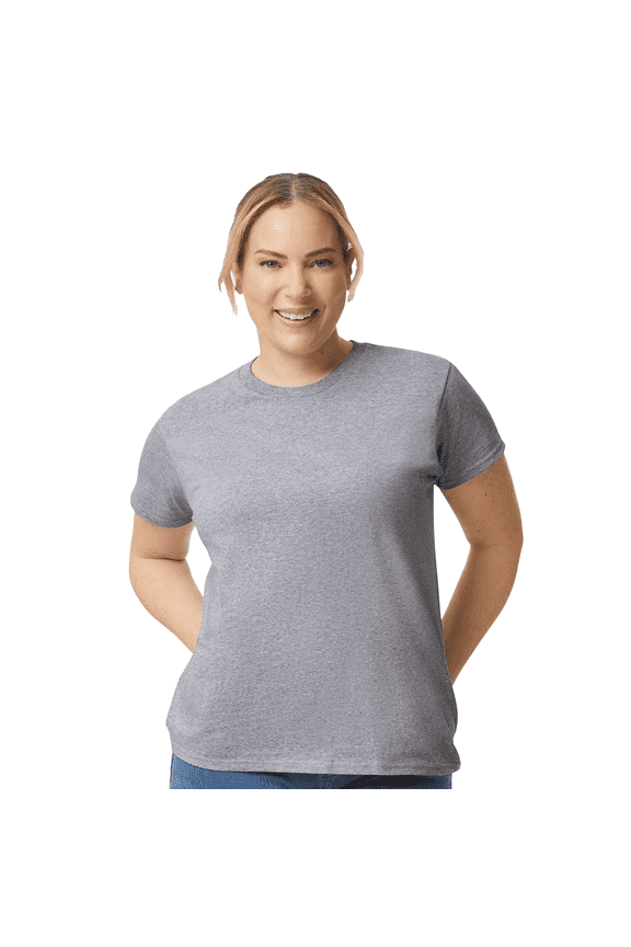 Women’s T-Shirt, 100 Ultra Cotton, Crewneck Short Sleeve Classic Tee, Sport Grey, Sizes S-3XL