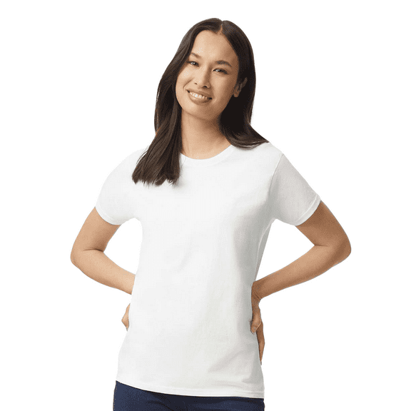 Gildan Women’s T-Shirt, 100 Ultra Cotton, Crewneck Short Sleeve Classic Tee, White, Sizes S-3XL