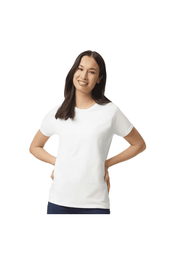 Women’s T-Shirt, 100 Ultra Cotton, Crewneck Short Sleeve Classic Tee, White, Sizes S-3XL