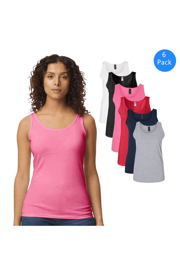 Women’s Tank Top, Cotton Workout Sleeveless Shirts Mix Color Pack of 6 Summer Undershirts, S