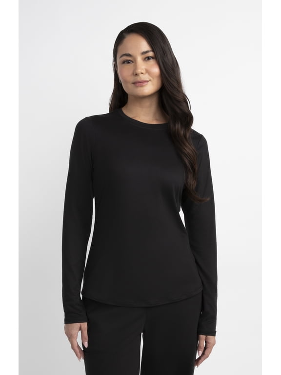 Women’s Crew Neck Long Sleeve Underscrub T-Shirt, 2-Way Stretch, Sizes XS-2XL