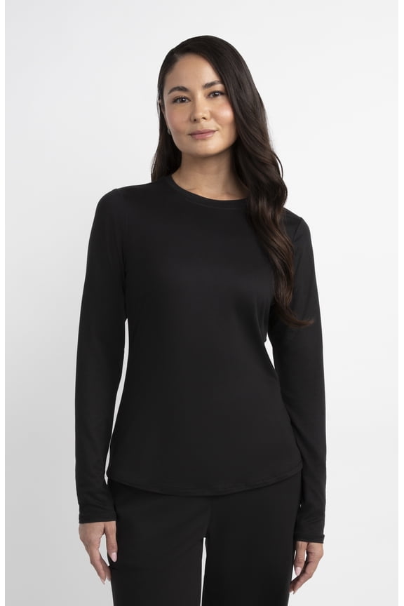Women’s Crew Neck Long Sleeve Underscrub T-Shirt, 2-Way Stretch, Sizes XS-2XL
