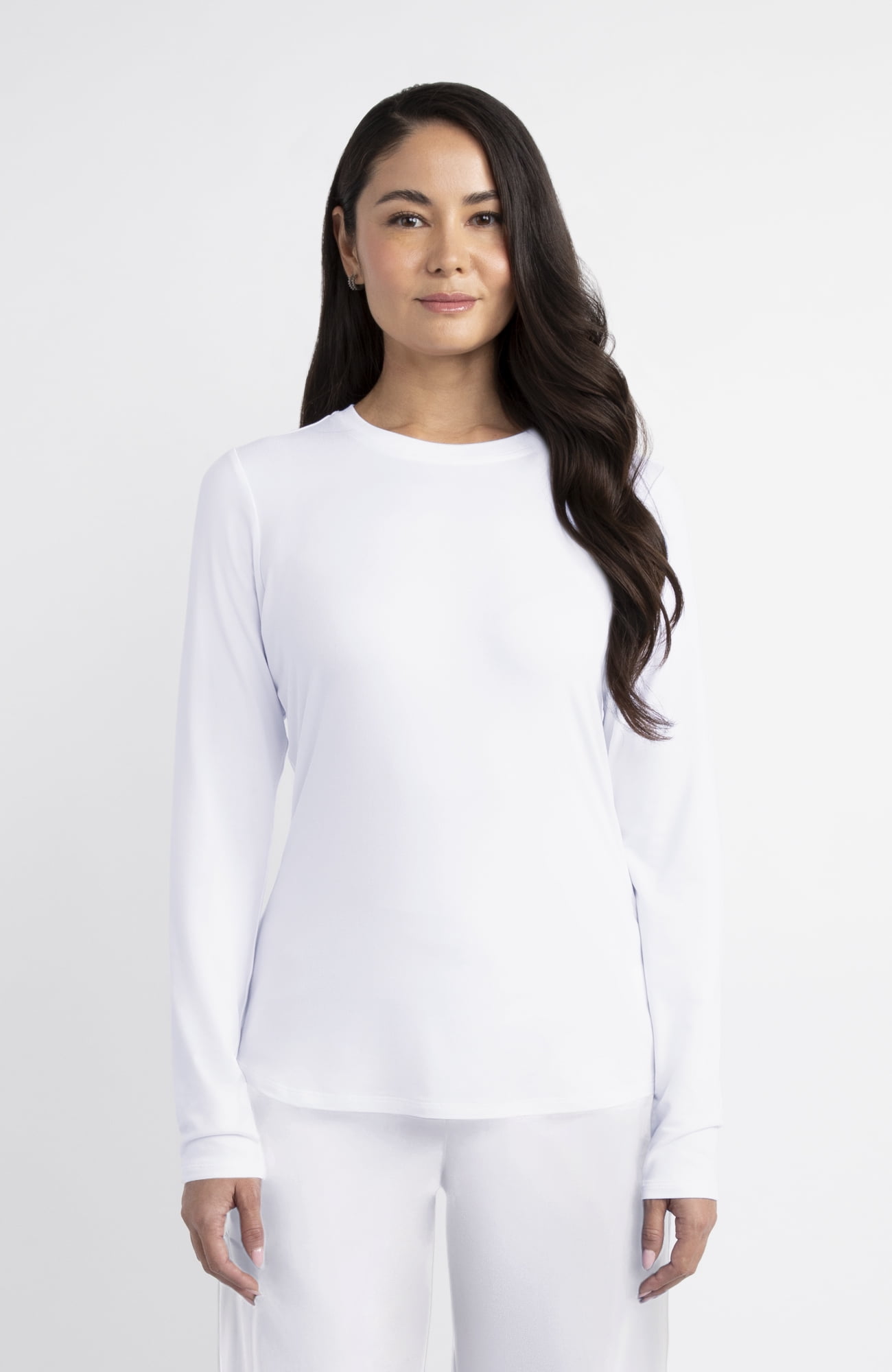 Gildan Women’s Crew Neck Long Sleeve Underscrub T-Shirt, 2-Way Stretch, Sizes XS-2XL