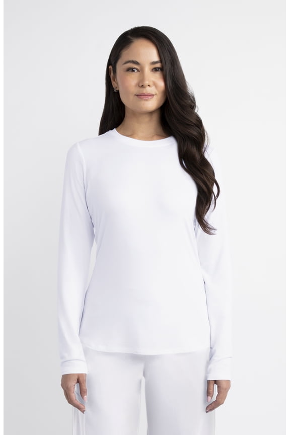 Women’s Crew Neck Long Sleeve Underscrub T-Shirt, 2-Way Stretch, Sizes XS-2XL