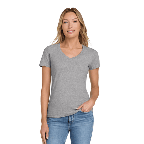 Gildan Women’s V-Neck Sport Grey T-Shirt Single Pack Cotton Softstyle Short Sleeves Blank Tee Size - S