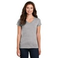 thumbnail image 1 of Gildan Women’s V-Neck T-Shirt, 90/10 Cotton/Polyester Ladies Short Sleeves T-Shirt, Sport Grey L, 1 of 5
