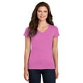 thumbnail image 1 of Gildan Women’s V-Neck T-Shirt, Stretch Tees 100% Heavy Cotton Ladies Short Sleeves T-Shirt, Azalea S, 1 of 5