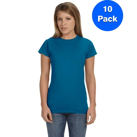 Gildan Womens 4.5 oz. SoftStyle Junior Fit T-Shirt 10 Pack