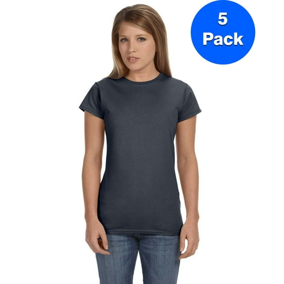 Gildan Womens 4.5 oz. SoftStyle Junior Fit T-Shirt 5 Pack