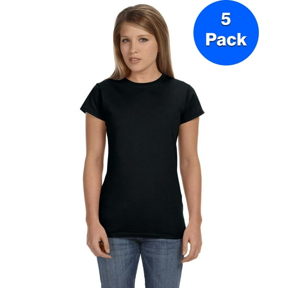 Gildan Womens 4.5 oz. SoftStyle Junior Fit T-Shirt 5 Pack