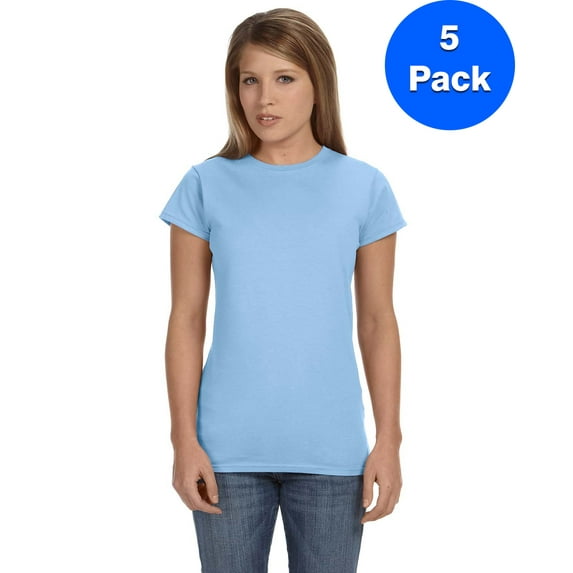Gildan Womens 4.5 oz. SoftStyle Junior Fit T-Shirt 5 Pack
