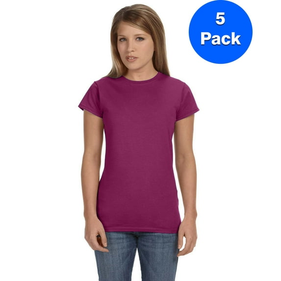 Gildan Womens 4.5 oz. SoftStyle Junior Fit T-Shirt 5 Pack