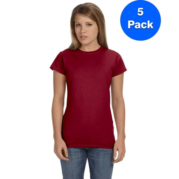 Gildan Womens 4.5 oz. SoftStyle Junior Fit T-Shirt 5 Pack