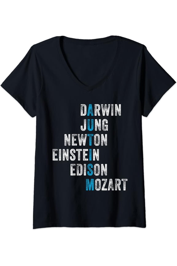 Womens Darwin Jung Newton Einstein Edison Mozart Autism Awareness T-Shirt