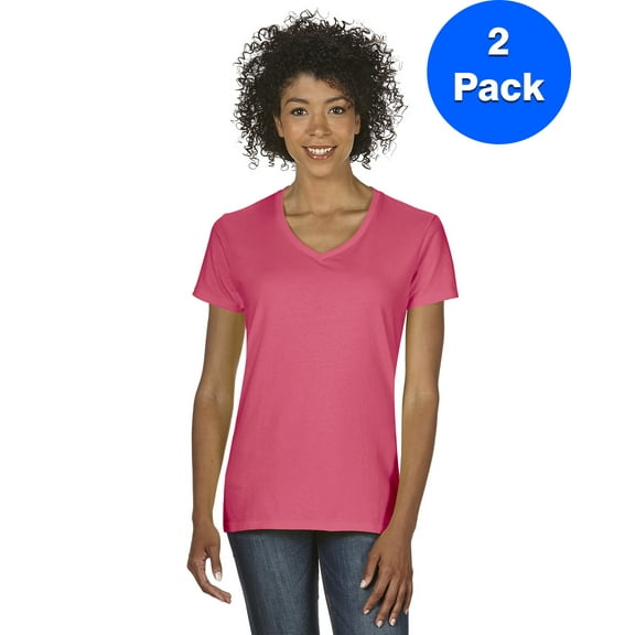 Gildan Womens Heavy Cotton 5.3 oz. V-Neck T-Shirt 2-Pack
