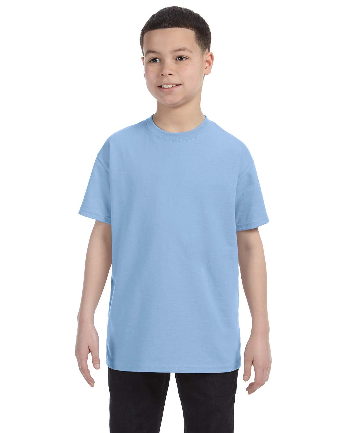 Gildan Heavy Cotton Youth T-Shirt - XL, Light Blue, 100% Preshrunk Cotton - View #5