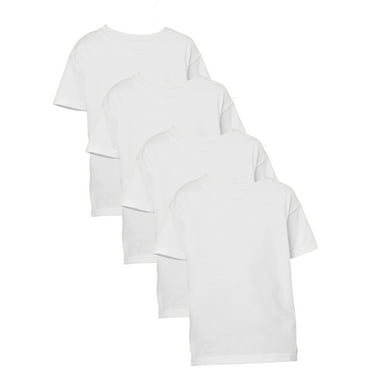 Gildan Youth Cotton Short Sleeve White Crew T-Shirt, 4-Pack, Medium