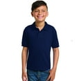 thumbnail image 1 of Gildan Youth DryBlend Jersey Polo Classic Fit Tee, Breathable Cotton-Poly Welt Collar T-Shirt, Navy, L, 1 of 5