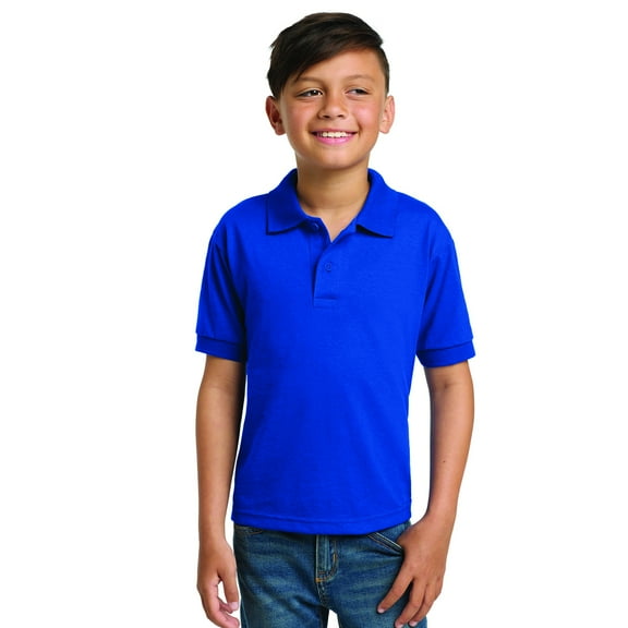 Gildan Youth DryBlend Jersey Polo Classic Fit Tee, Breathable Cotton-Poly Welt Collar T-Shirt, Royal, M