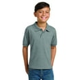 thumbnail image 1 of Gildan Youth DryBlend Jersey Polo Classic Fit Tee, Breathable Cotton-Poly Welt Collar T-Shirt, Sport Grey, M, 1 of 5