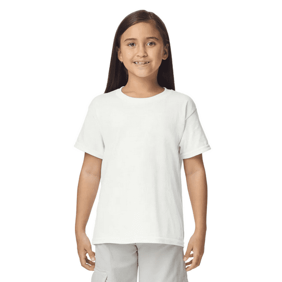 Gildan Youth DryBlend Short Sleeve T-Shirt, Youth Activewear T-Shirt, White, XS