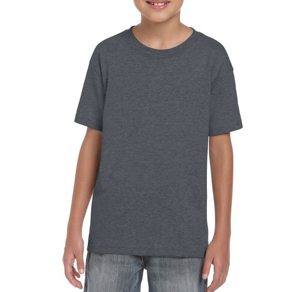 Gildan Youth DryBlend T-Shirt, S, Dark Heather