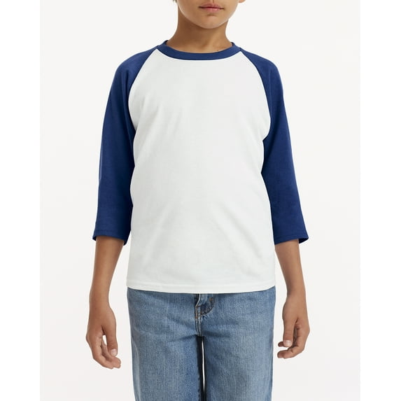 GD 5700B YTH HVY CT 3/4 RGLN T (WHITE/ NAVY XL)