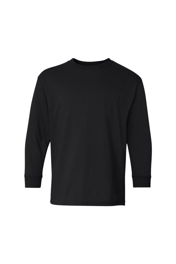 Youth Heavy Cotton Long Sleeve T-Shirt Crafts and DIY Crew Tees (Black , S)