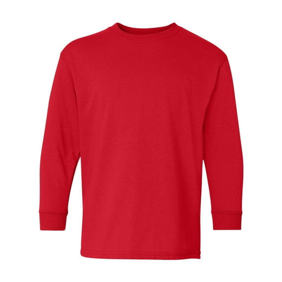 Gildan Youth Heavy Cotton Long Sleeve T-Shirt Crafts and DIY Crew Tees (Red , XS)