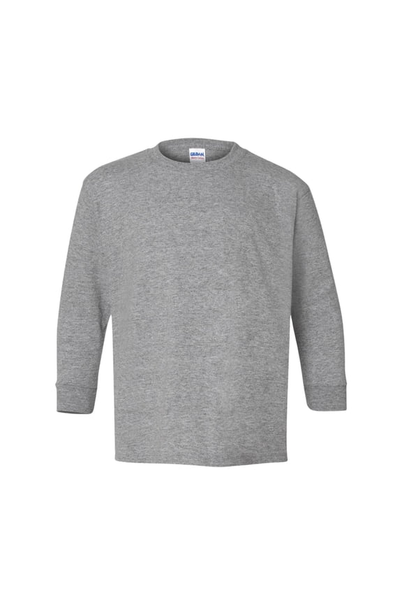 Youth Heavy Cotton Long Sleeve T-Shirt Crafts and DIY Crew Tees (Sport Grey , M)